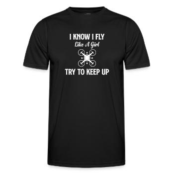 I know that I fly like a girl. - Men's Functional T-Shirt - black - Front - AI Model Male 178 dark (178cm)