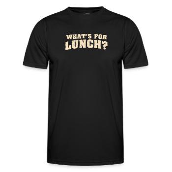 Was gibt es zum Mittagessen? - Männer Funktions-T-Shirt - Schwarz - Vorne - AI Model Male 178 dark (178cm)