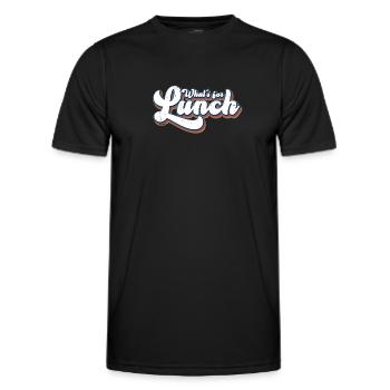 Was gibt es zum Mittagessen? - Männer Funktions-T-Shirt - Schwarz - Vorne - AI Model Male 178 dark (178cm)