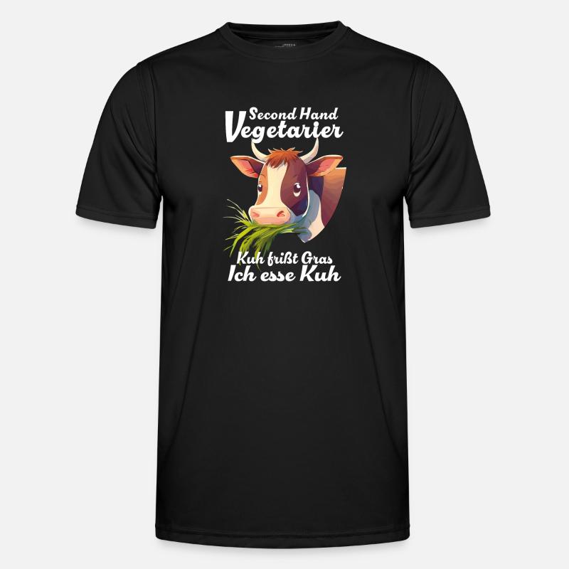 VEGETARIAN COW EATS GRASS - Men's Functional T-Shirt - black