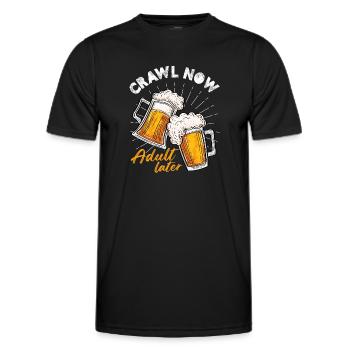 Crawl Now Adult Later Nightlife Pub Crawl - Men's Functional T-Shirt - black - Front - AI Model Male 178 dark (178cm)