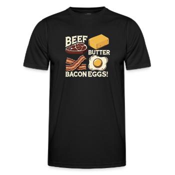 Rindfleisch Butter Speck Egs Fleischfresser Lustiges Fleisch BBQ - Männer Funktions-T-Shirt - Schwarz - Vorne - AI Model Male 178 dark (178cm)