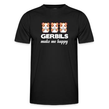 Gerbils make me happy Ratón - Men's Functional T-Shirt - black - Front - AI Model Male 178 dark (178cm)