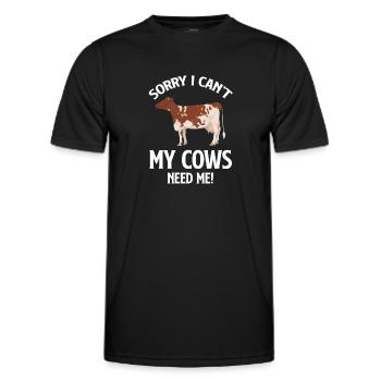 I'm sorry my cows don't need me - Men's Functional T-Shirt - black - Front - AI Model Male 178 dark (178cm)