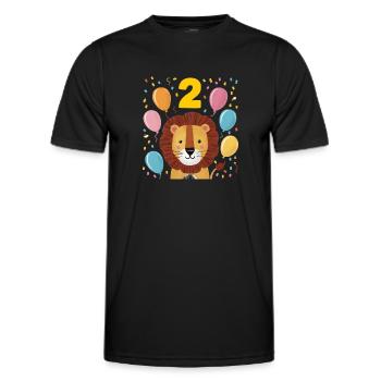 2ème anniversaire Leo Fête d’anniversaire des enfants - T-shirt sport Homme - noir - Devant - AI Model Male 178 dark (178cm)