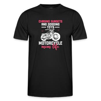 Chasing Sunsets And Dodging Toys Motorcycle Mom Li - Men's Functional T-Shirt - black - Front - AI Model Male 178 dark (178cm)