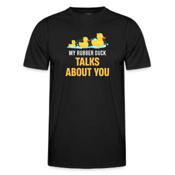 Meine Gummi-ente Spricht Über Euch, Kinder, - Männer Funktions-T-Shirt - Schwarz - Vorne - AI Model Male 178 dark (178cm)