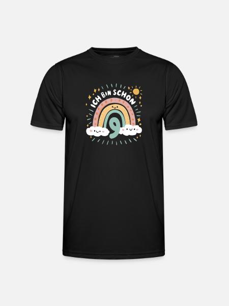 9th Birthday Shirt Rainbow Cloud - Men's Functional T-Shirt - black