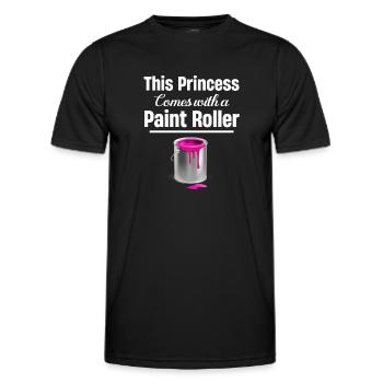 This princess comes with a paint roller. - Men's Functional T-Shirt - black - Front - AI Model Male 178 dark (178cm)