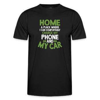 Home I Can Charge My Phone And My Car EV Driver - Men's Functional T-Shirt - black - Front - AI Model Male 178 dark (178cm)