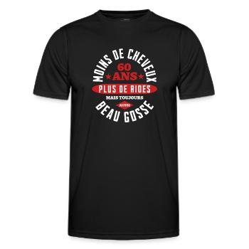 Beau Gosse à 60 Ans - T-shirt sport Homme - noir - Devant - AI Model Male 178 dark (178cm)