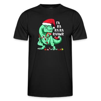 Funny T-Rex in Santa Hat FA RA RAWR Christmas Gift - Men's Functional T-Shirt - black - Front - AI Model Male 178 dark (178cm)