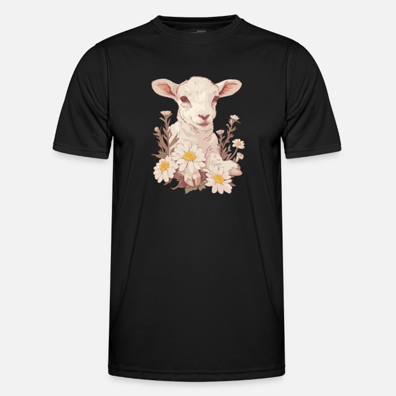 Niedliches Lamm Mit Gänseblümchen Männer Funktions-T-Shirt