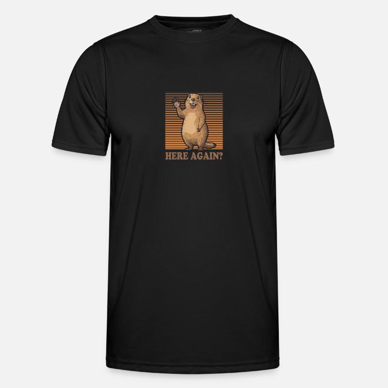 Comic groundhog that greets - Men's Functional T-Shirt - black