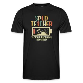 sped teacher summer recharge required Design - Men's Functional T-Shirt - black - Front - AI Model Male 178 dark (178cm)