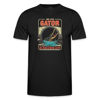 Ein Alligator weniger in Raccoon City - Männer Funktions-T-Shirt - Schwarz - Vorne - AI Model Male 178 dark (178cm)