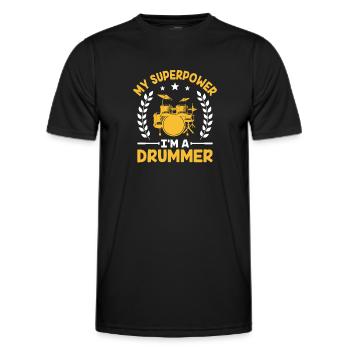 Meine Superkraft Ich bin ein Schlagzeuger Schlagzeuger Schlagzeuger Schlagzeuger - Männer Funktions-T-Shirt - Schwarz - Vorne - AI Model Male 178 dark (178cm)