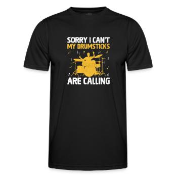 Tut mir leid, ich kann nicht, meine Drumsticks rufen Trommeln D - Männer Funktions-T-Shirt - Schwarz - Vorne - AI Model Male 178 dark (178cm)