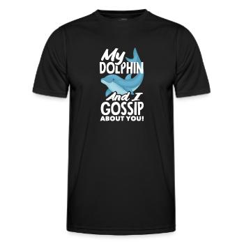 My dolphin and I gossip about you - Men's Functional T-Shirt - black - Front - AI Model Male 178 dark (178cm)