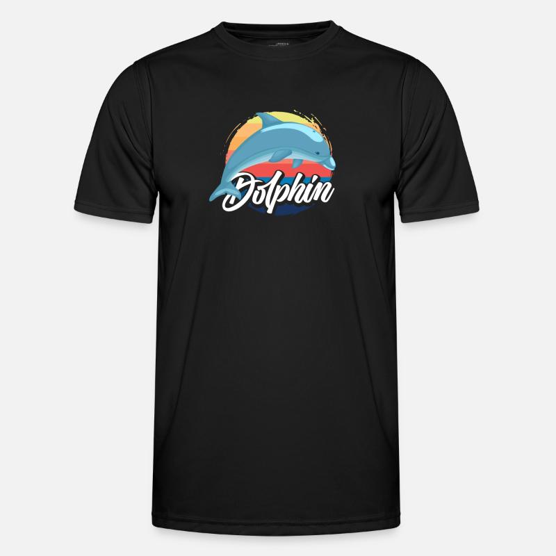 Nostalgic Dolphin Sunset Design - Men's Functional T-Shirt - black