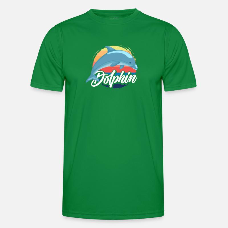 Nostalgic Dolphin Sunset Design Men's Functional T-Shirt
