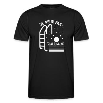 je peux pas j ai piscine - T-shirt sport Homme - noir - Devant - AI Model Male 178 dark (178cm)
