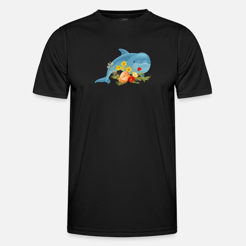 Delfin Mit Wunderschönen Blumen Männer Funktions-T-Shirt