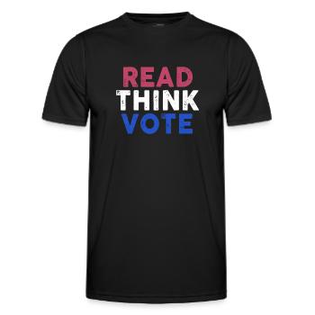 Read Think Vote - Männer Funktions-T-Shirt - Schwarz - Vorne - AI Model Male 178 dark (178cm)