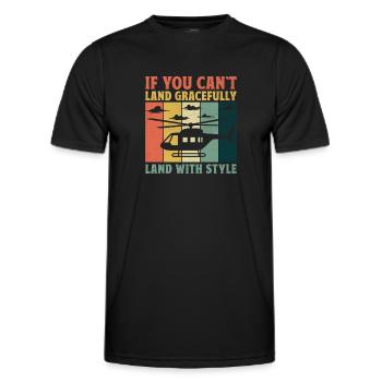 If You Can't Land Gracefully Land With Style Helic - Men's Functional T-Shirt - black - Front - AI Model Male 178 dark (178cm)