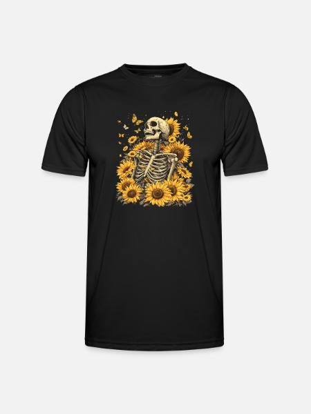 Skeleton Flowers - Men's Functional T-Shirt - black
