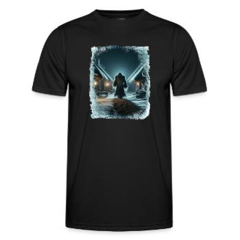 Väterchen Frost spaziert durch das eisige Dorf - Männer Funktions-T-Shirt - Schwarz - Vorne - AI Model Male 178 dark (178cm)