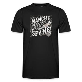 Manche machen Pläne ich mache Späne - Männer Funktions-T-Shirt - Schwarz - Vorne - AI Model Male 178 dark (178cm)