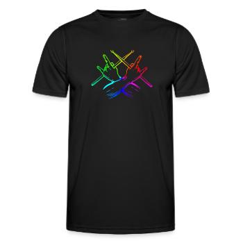 Drums Drums Drumstick Drummer Music Band Rock - Men's Functional T-Shirt - black - Front - AI Model Male 178 dark (178cm)