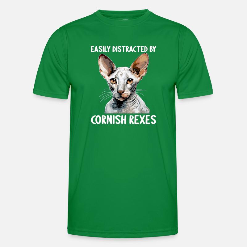 Cornish Rex Easily distracted by Cornish Rexes Men's Functional T-Shirt