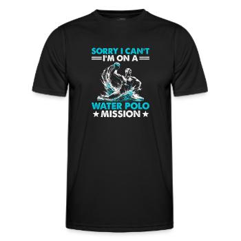 Tut mir leid, ich kann nicht, ich bin auf einer Wasserball-Mission Aquatic - Männer Funktions-T-Shirt - Schwarz - Vorne - AI Model Male 178 dark (178cm)
