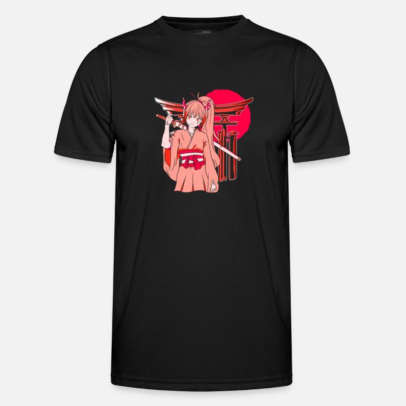 Kanji Katana Japanisches Mädchen Ninja Samurai Männer Funktions-T-Shirt
