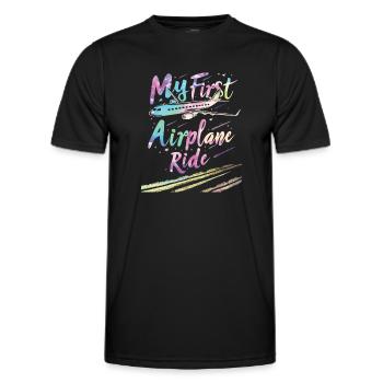 Meine Erste Flugreise Erstes Mal Fliegen - Männer Funktions-T-Shirt - Schwarz - Vorne - AI Model Male 178 dark (178cm)