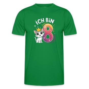 8. Geburtstag Katze Kätzchen Kindergeburtstag - Männer Funktions-T-Shirt - Kelly Green - Vorne - AI Model Male 178 dark (178cm)