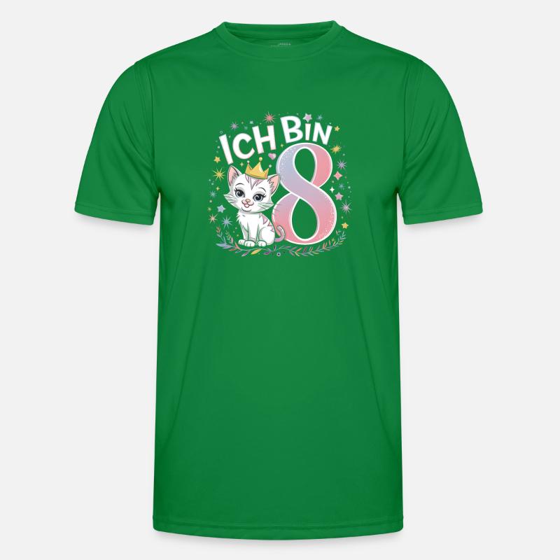 8. Geburtstag Katze Kätzchen Kindergeburtstag Männer Funktions-T-Shirt