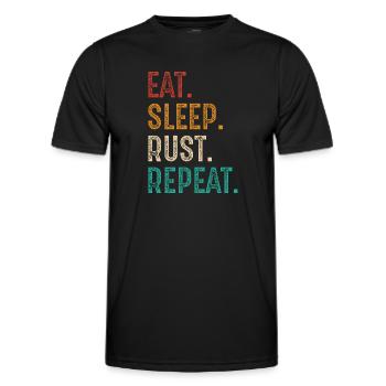 eat sleep rust repeat - Men's Functional T-Shirt - black - Front - AI Model Male 178 dark (178cm)