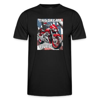 MOTORCYCLE AMERICA DRAPEAU LE RÊVE VIT - T-shirt sport Homme - noir - Devant - AI Model Male 178 dark (178cm)