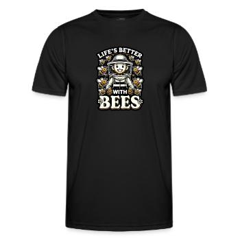 Das Leben ist besser mit Bienen - Männer Funktions-T-Shirt - Schwarz - Vorne - AI Model Male 178 dark (178cm)