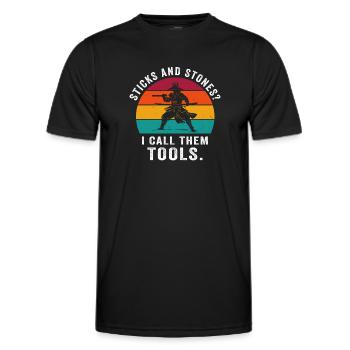 Arnis Eskrima Kali Philippinische Kunst - Männer Funktions-T-Shirt - Schwarz - Vorne - AI Model Male 178 dark (178cm)
