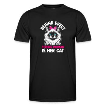 Bakom varje stark kvinna finns hennes katt Ragdoll älskare - Funktions-T-shirt herr - svart - Fram - AI Model Male 178 dark (178cm)