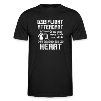 Flight Attendant Flight Attendant Full Heart - Men's Functional T-Shirt - black - Front - AI Model Male 178 dark (178cm)