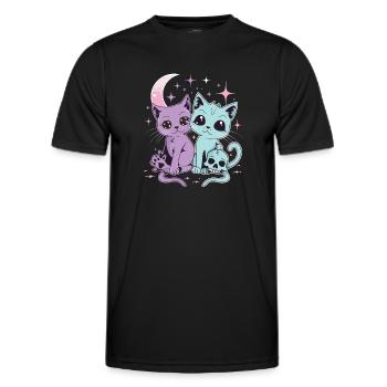 Kawaii Cat Pastel Goth Devilish - Men's Functional T-Shirt - black - Front - AI Model Male 178 dark (178cm)