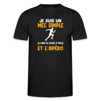 Mec simple course à pied apéro coureur humour - T-shirt sport Homme - noir - Devant - AI Model Male 178 dark (178cm)