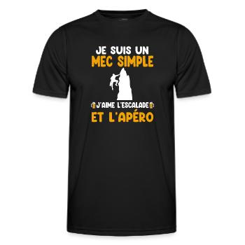 Einfacher Kerl Klettern Aperitif Kletterer Humor - Männer Funktions-T-Shirt - Schwarz - Vorne - AI Model Male 178 dark (178cm)