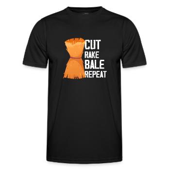 Coupe, Râteau, Balle Répéter, Balles de foin, Paille, Balles Agriculteur - T-shirt sport Homme - noir - Devant - AI Model Male 178 dark (178cm)