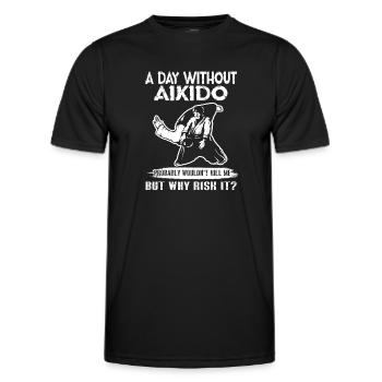 A Day Without Aikido - Men's Functional T-Shirt - black - Front - AI Model Male 178 dark (178cm)